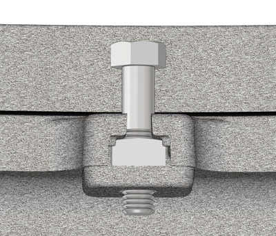 Rendering of EON LOCK® Bolting System in ductile iron hatch