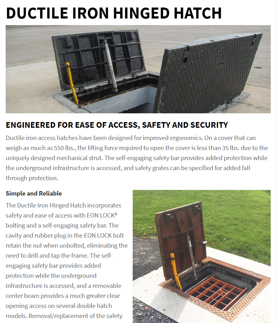 Product Brief - Ductile Iron Access Hatches Product Brief