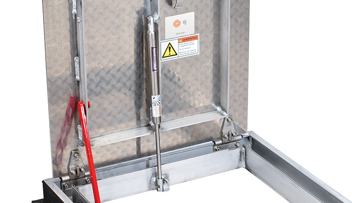 Aluminum access hatch  pneumatic lift assist