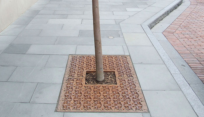 EJ tree grate installed in sidewalk